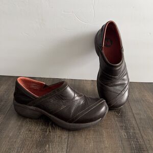 Merrell Womens Primo Patch Brown Leather Clog Shoes Sz 7.5 Slip-On Casual